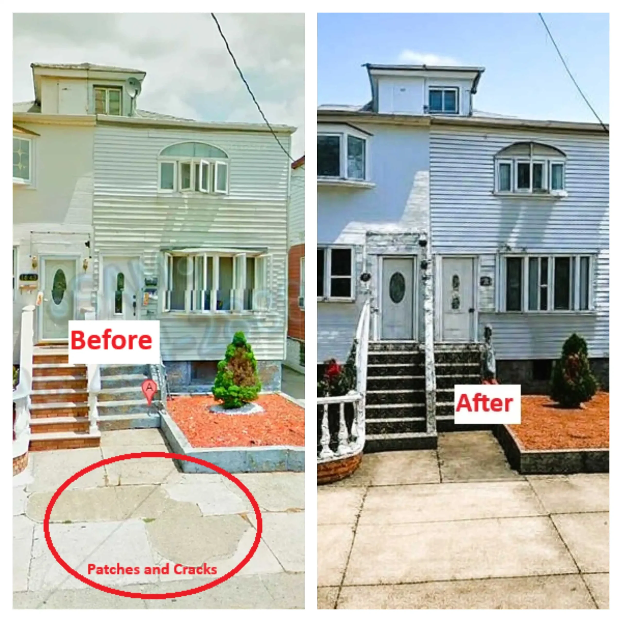 recently repaired sidewalk