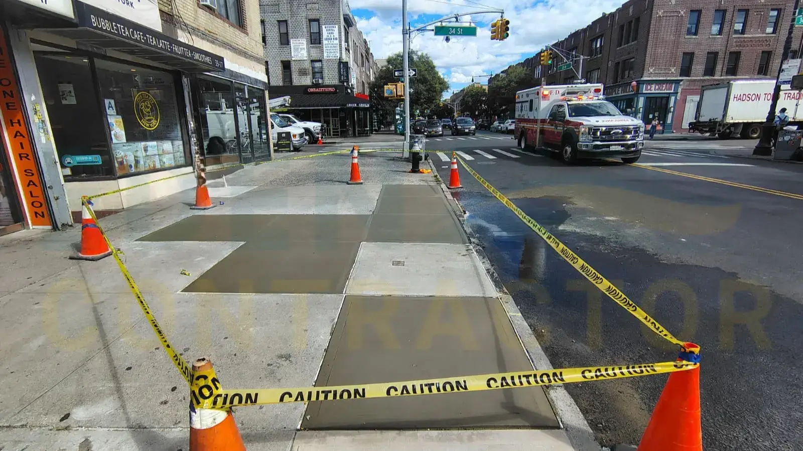 sidewalk repaired at 33-17 30th Ave, Astoria